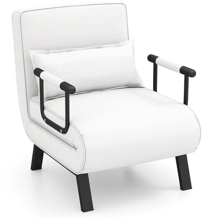 Slaapstoel - Uitklapbaar - Slaapbank - Logeerbed - Zetelbed - Slaapfauteuil - Vouwbed - 1 persoons - Zeer comfortabel - Gebroken wit