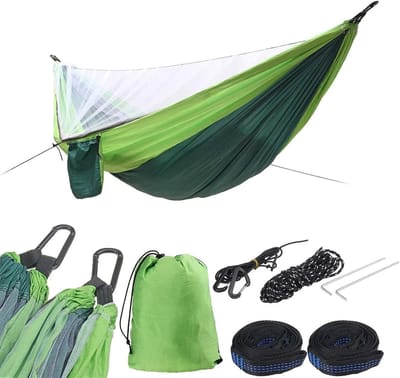 Tuin Hangmat - Kampeerhangmat Schommelbed - Ontspannen Buiten - Met Geïntegreerd Muskietennet - 290x140cm - Wit