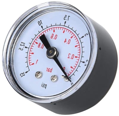 Allecto Plus - Luchtdrukmeter met mechanische manometer voor lucht, olie, water - Achteraansluiting 1/8 inch BSPT (0-15 psi 0-1 bar) - Nauwkeurige meting - Duurzaam materiaal
