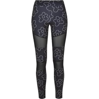 Urban Classics - Tech Mesh All over print Legging - 3XL - Zwart/Wit