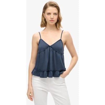 Superdry Gelaagd Jersey Camitopje Blauw Grootte: 44