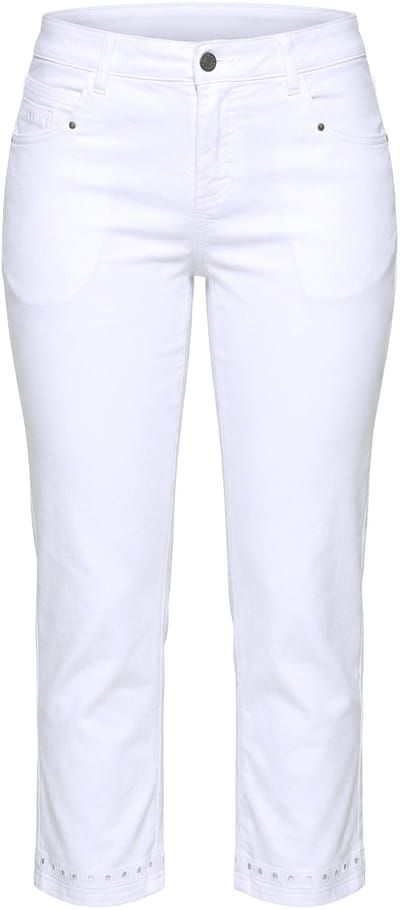 Laurasøn - Dames - 7/8 slim fit jeans zoom met borduurwerk - Sneeuwwit - Maat 56