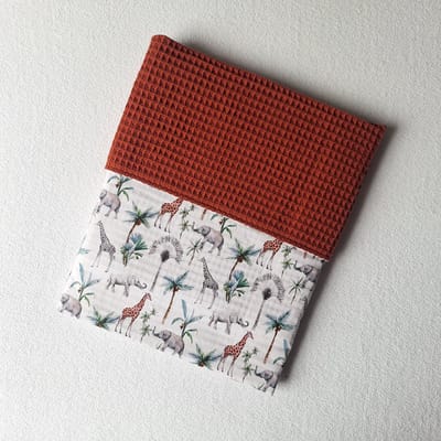 Wiegdeken wafelstof terracotta - jungle katoen - 70 x 100 cm - Handgemaakt - Handmade