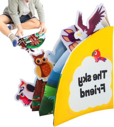 Stoffen Activiteitenboek - Sensorisch Boek Leerboek - Fijne Motoriek Ontwikkelen - Wasbaar Materiaal - 15 x 15 cm - A