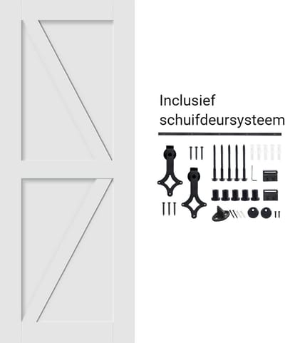 Houten schuifdeur wit geverfd met schuifdeursysteem bundel 2010