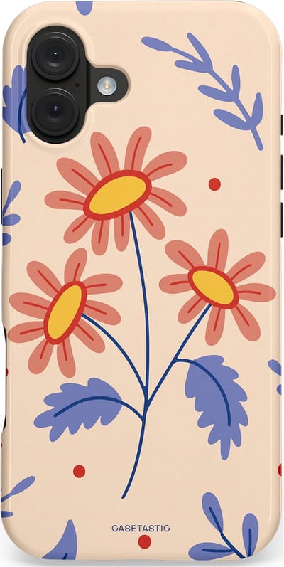 Casetastic hoesje geschikt voor Apple iPhone 16 Plus - MagSafe - Dubbellaagse bescherming - Perzikbloem trio - Fashion Case - Lavendel Perzik Zand