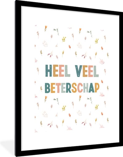 Fotolijst incl. Poster - Sterkte - Quote - Planten - Bloemen - Pastel - 60x80 cm - Posterlijst