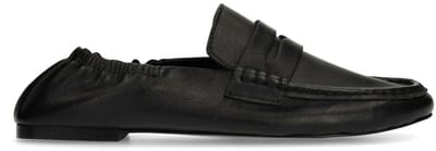 Sacha - Dames - Zwarte leren loafers met rimpel design - Maat 36