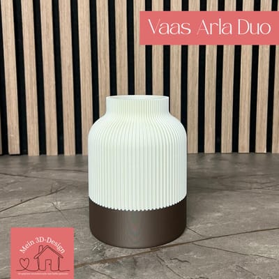 Vaas Arla Duo - Japandi style - 3D geprint - Kunstbloemen - Legobloemen