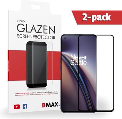2-pack BMAX geschikt voor OnePlus Nord CE Screenprotector glas - Full Cover gehard glas - Tempered glas - OnePlus screenprotectors 2 stuks - Telefoonglaasje - Beschermglas - Glasplaatje - Screensaver - Screen protector - Case friendly - Zwart