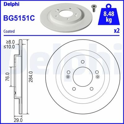 Remschijf DELPHI BG5151C, 2 stuk