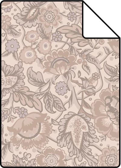 Proefstaal ESTAhome behang vintage bloemen roze en paars - 26.5 x 21 cm - 132239-S