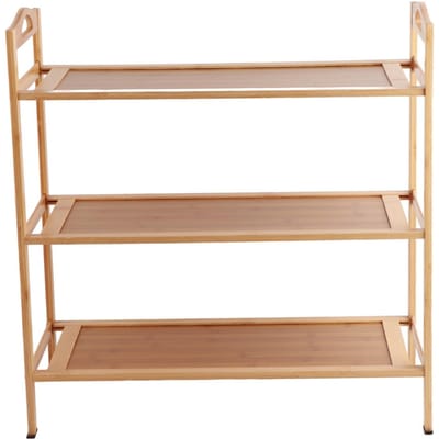 Meerlaags schoenenrek verdikt bamboe grote capaciteit duurzaam schoenenopbergrek voor slaapkamer studentenhuis 3 lagen, 50cm beige