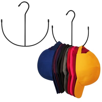 RVS Hoedenrek – Multifunctionele Hangende Hoed Organizer voor 20+ Petten | 23 × 23,5 cm – Zwart | Roestvrij Staal