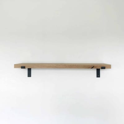 GoudmetHout® Wandplank Industrieel - 50 x 25 cm Muurplank - Eiken Hout - Decoratie Wandrek & Boekenrek - Hangplank Keuken - Wall Shelf + 2 Mat Blanke Plankdragers van Staal