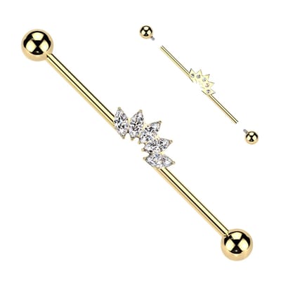 Industrial piercing titanium 5 Marquise fan - goud - LMPiercings
