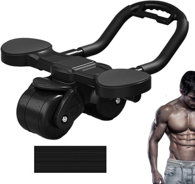 Buikspierroller - Ab roller wiel - Kernkracht opbouwen - Automatische rebound functie - Extra breed wiel - Zwart