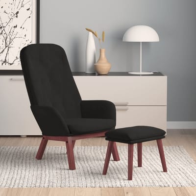 vidaXL - Relaxstoel - met - voetenbank - fluweel - zwart