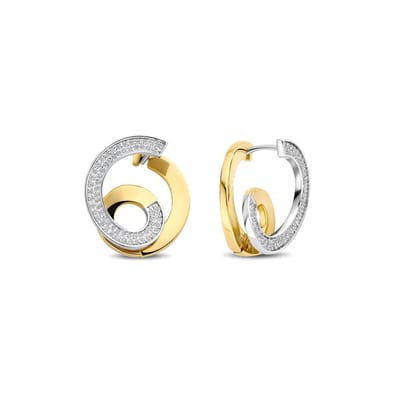TI SENTO Dames Oorbellen - 925 zilver - Zirkonia met geel verguld - 78040ZY