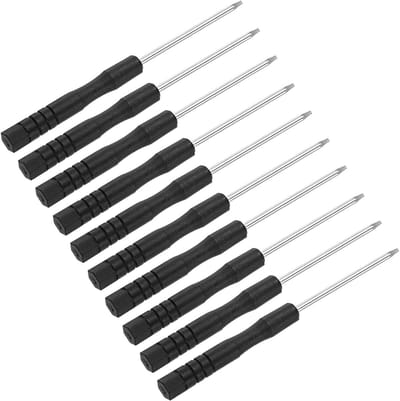 Kleine Torx Schroevendraaiers T5, 80mm, Carbon Staal met Antislip Handvat - Perfect voor Brillen, Horloges en Laptops, Set van 10 Stuks