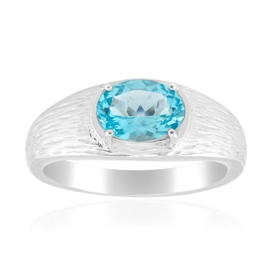 Cavill - Zilveren Ring 925 Sterling Zilver Gerhodineerd - Blauwe Apatiet 1,02 ct Ovaal - Stijlvolle Damesring 8x6 mm - Edelstenen Ring