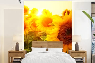 Behang - Fotobehang Zonnebloem - Geel - Bloemen - Zon - Breedte 175 cm x hoogte 240 cm