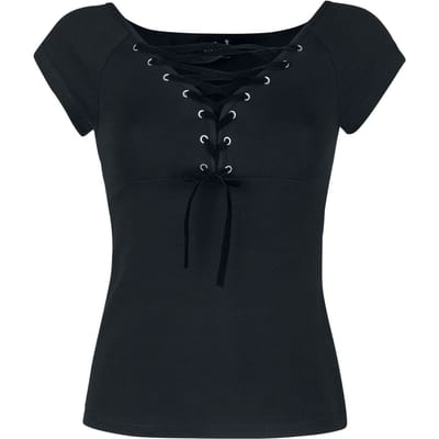 Hell Bunny - Rockabilly T-shirt - Belladonna Top - XS tot XL - voor Vrouwen - zwart