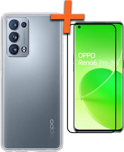 Hoes - Met Screenprotector - Geschikt voor OPPO Reno 6 Pro - Sterk & Shockproof - Back Cover - Siliconen Case - Telefoon Hoes - Transparant