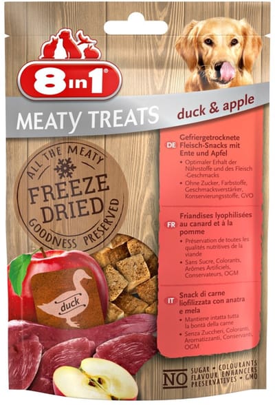 8in1 Meaty Treats Eend en Appel - 8 x 50 gr - Voordeelverpakking