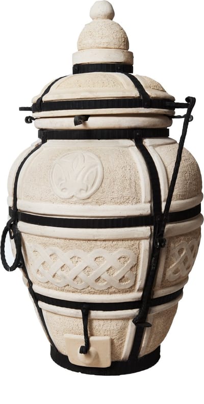 Tandoor Ataman – Keramische houtgestookte buitenoven, verticale Kamado voor vlees, groenten en brood – Met 12 XL-spiesen & accessoires – 6 cm dikke wanden voor perfecte warmteopslag – 107 cm – 135 kg - 95L