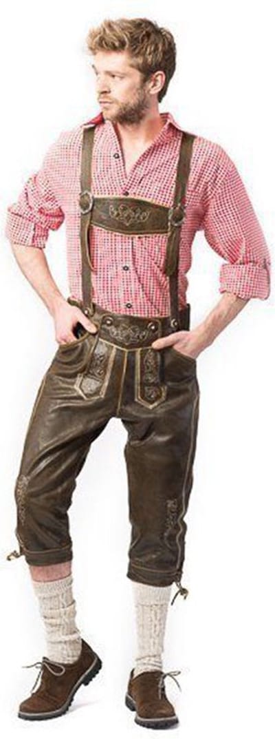Tannhauser Lederhosen Retro Lang 100% Echt Leder Oktoberfest Heren Lederhosen Man -Leer- Maat 52