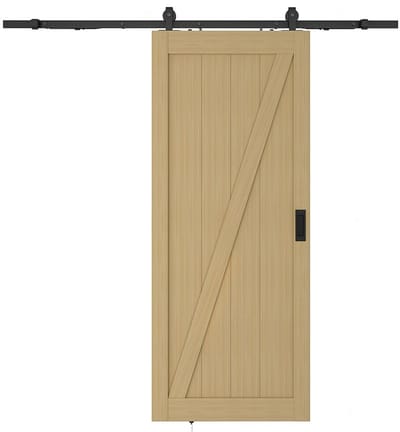 Vente-unique Zwevende schuifdeur in hout en MDF met opbouwsysteem - Licht naturel - H205 x L83 cm - BALERMA