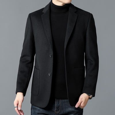 Heren Herfst en Winter Business Casual High-end Wollen Jas Korte Wollen Jas 2XL