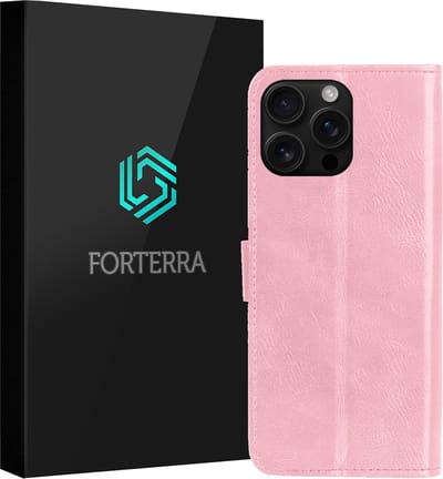 Hoesje Geschikt voor Apple iPhone 16 Pro - Luxe Bookcase - Walletcase Hoes - Portemonnee - Cover - Lichtroze