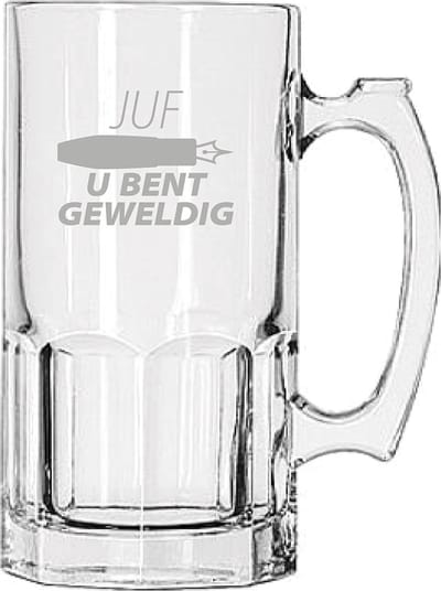 Gegraveerde Bierpul 1ltr Juf u bent geweldig