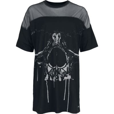 Black Premium by EMP T-shirt - Oversized T-shirt met gaas & schedelprint - M tot L - voor Vrouwen - zwart