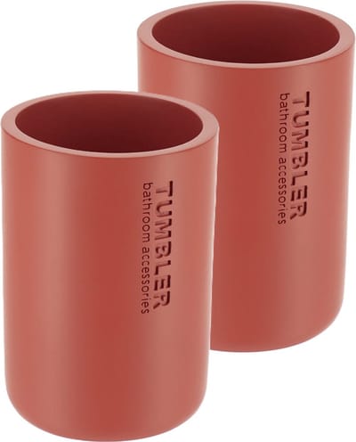 Tendance Tandenborstelbeker 102 serie - 2x - terracotta - PS - 7,5 x 10,7 cm - beker badkamer - tandenborstelhouder