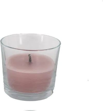 Cactula leuke buitenkaars in glas | Oudroze | 14,5 x 12 cm | met extra dikke brandlont - S