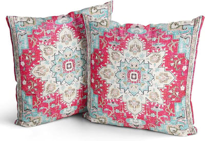 Set van 2 Bohemian Kussenhoezen 60x60cm Decoratieve Vierkante Kussens voor Bank, Auto en Slaapkamer Decoratie (Roze)