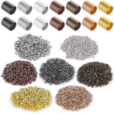 Kralen, buis-krimpkralen, koperen buis, krimpkralen, gemengde armband, losse kralen, spacer, sieraden maken, eindkap voor doe-het-zelf sieraden, accessoires, 1,5 mm/2,0 mm/2,5