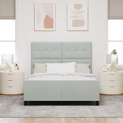 vidaXL - Boxspring - bed - met - hoofdeinde - Lichtgrijs - 140 - x - 190 - cm - Fluweel