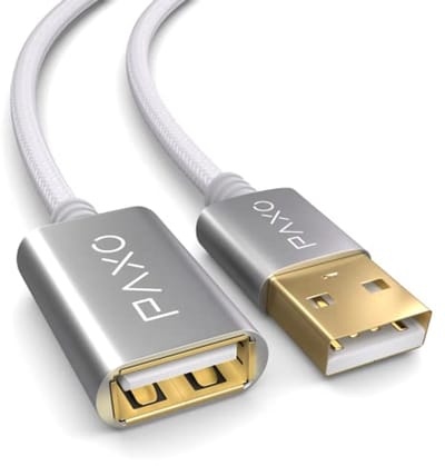 1m USB 2.0 verlengkabel - A-A, aluminium stekker, stoffen omhulsel