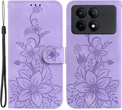 Coverup Hoesje - Geschikt voor Xiaomi Poco X6 Pro 5G Hoesje - Coverup Bloemen Book Case - Paars