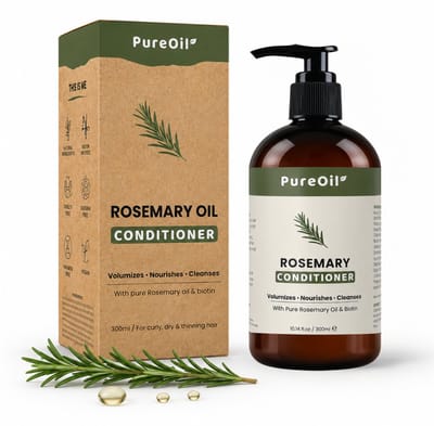 PureOil - Rozemarijn Olie Conditioner - 300ml - Haargroei Incl. Biotine - Anti Roos - Haarverzorging - Rosemary Oil - Incl. Ebook