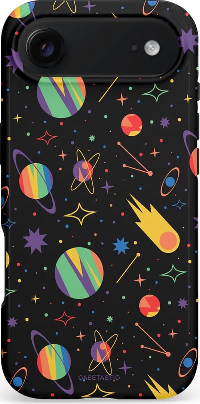 Casetastic hoesje geschikt voor Apple iPhone Air - MagSafe - Dubbellaagse bescherming - Planeten en meteoren - Fashion Case - Zwart