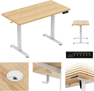 Mark Adler Leader 6.9 Elektrisch Verstelbaar Bureau - 120 cm - Zit Sta Bureau - Wit/hout