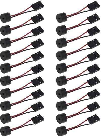 Allecto - 20 x Bip-code Interne Luidspreker - 4-pins Connector - Zwart en Rood - Computer Buzzer - Geschikt voor Desktop PC - 20 stuks