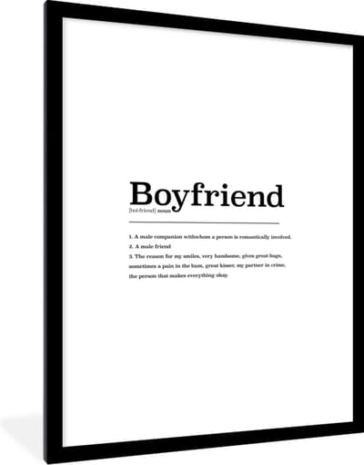 Fotolijst incl. Poster - Vriend definitie - Boyfriend - Woordenboek - Spreuken - Quotes - 60x80 cm - Posterlijst