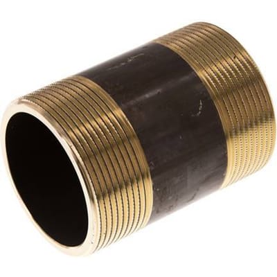 G 2'' Messing Dubbele Pijpnippel 16 Bar DIN 2982 - 80mm - FL2S-M-B-200G-80L