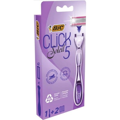 BIC Click 5 Soleil Dames Scheermes voor Vrouwen Scheren - Scheermesjes - 5 Scheerbladen - Houder met 2 Navullingen - 1 set